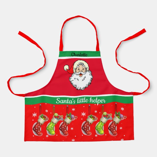 Child's Name Santa's Helper Baking with Mum Apron (Front)