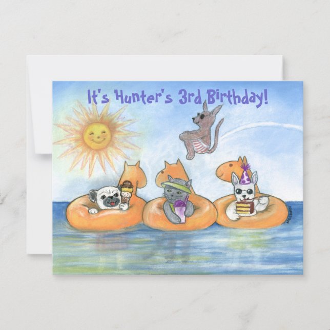 Child's "Party Animal" Birthday Party invite (Front)