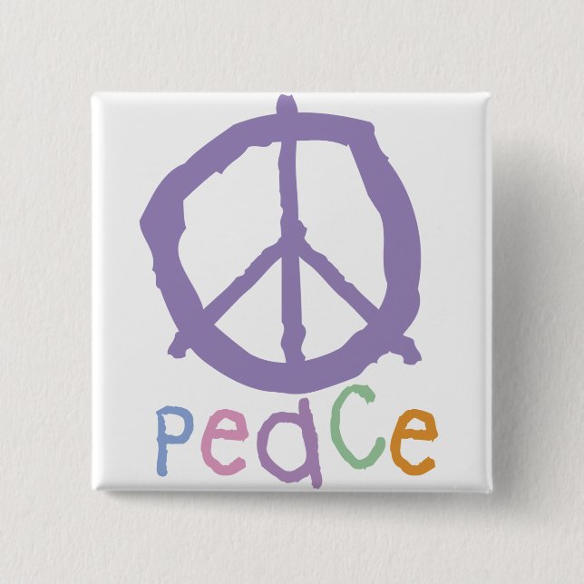 Child's Peace Sign 15 Cm Square Badge (Front)