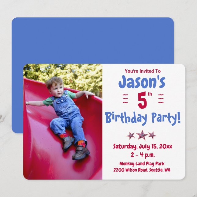 Child's Photo Birthday Party Invitation (Front/Back)