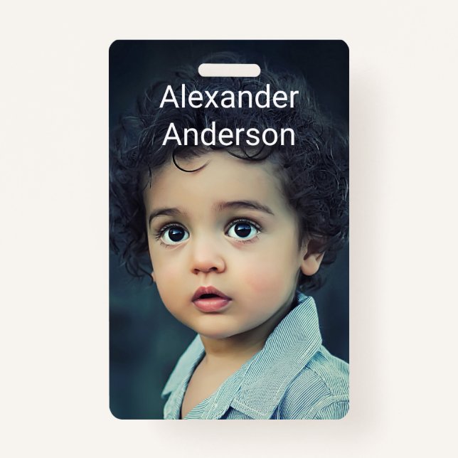 Child's Photo Name Tag Personalise Badge ID Badge (Front)