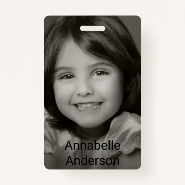Child's Photo Name Tag Personalize ID Badge (Front)