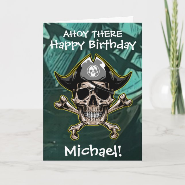 Child's Pirate Happy Birthday Card (Front)