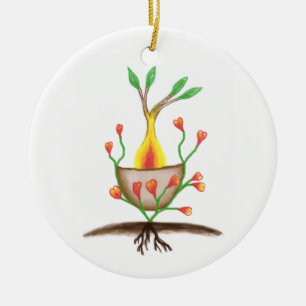 Child's Plant Art Ceramic Tree Decoration