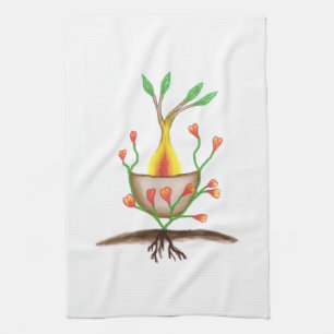 Child's Plant Art Tea Towel