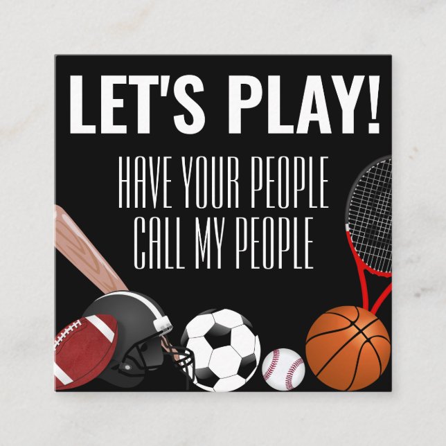 Childs Playdate Sports Square Business Card (Front)