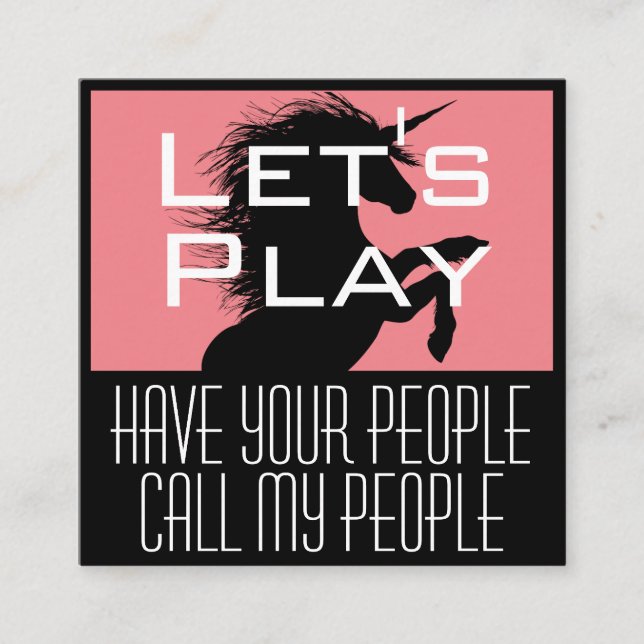 Child's Playdate Unicorn Square Business Card (Front)