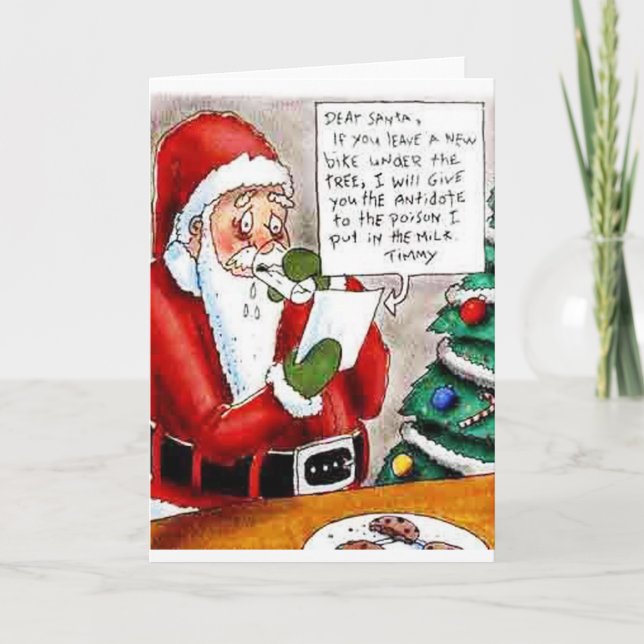 Child's Poison Threat to Santa Greeting Card (Front)
