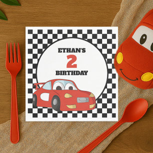 Child's Red Race Car 2nd Birthday Party Napkin