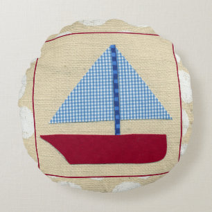 Child's Sailboat by Chariklia Zarris Round Cushion