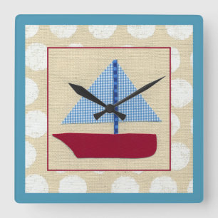 Child's Sailboat by Chariklia Zarris Square Wall Clock