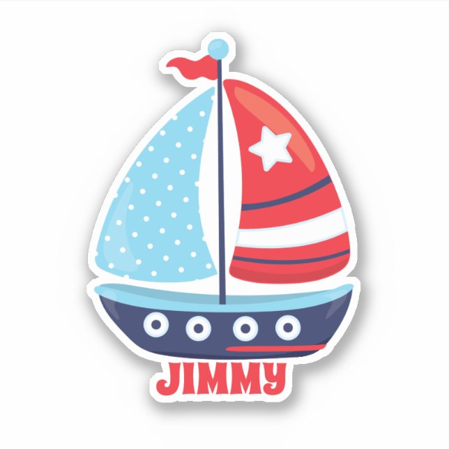 Child's Sailboat, Nautical, Navy, Add Name, Craft (Front)