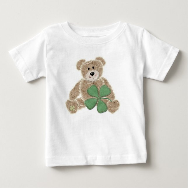 Childs shamrock teddy bear St. Patricks day tee (Front)