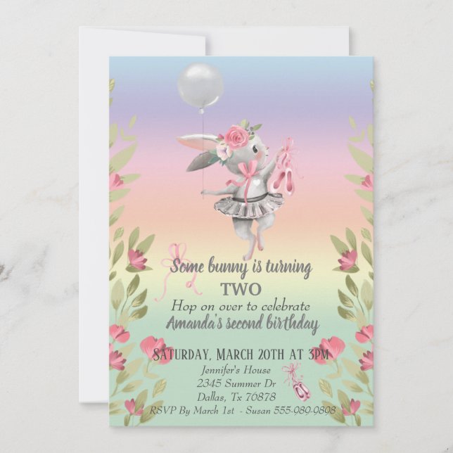 Child's Some Bunny Easter Ballerina Birthday Invitation (Front)