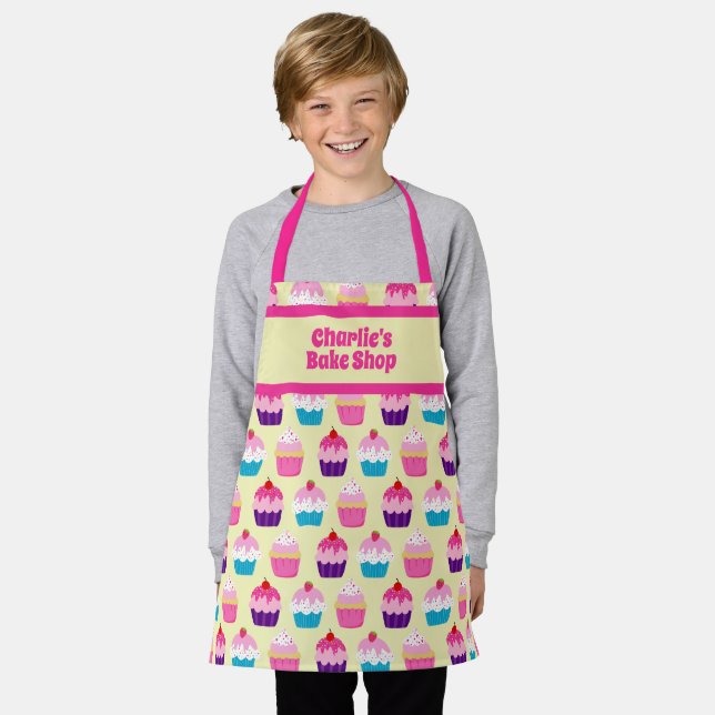 CHILD'S Sweet Cupcake Treats Personalised Apron (Worn)