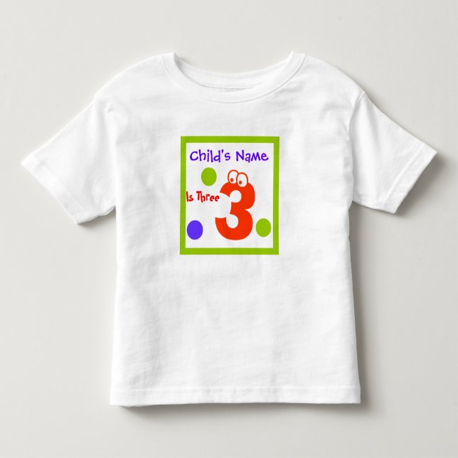 child's third 3rd Birthday, Toddler T-Shirt (Front)