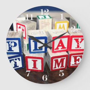 Childs Wooden Toy Blocks Large Clock