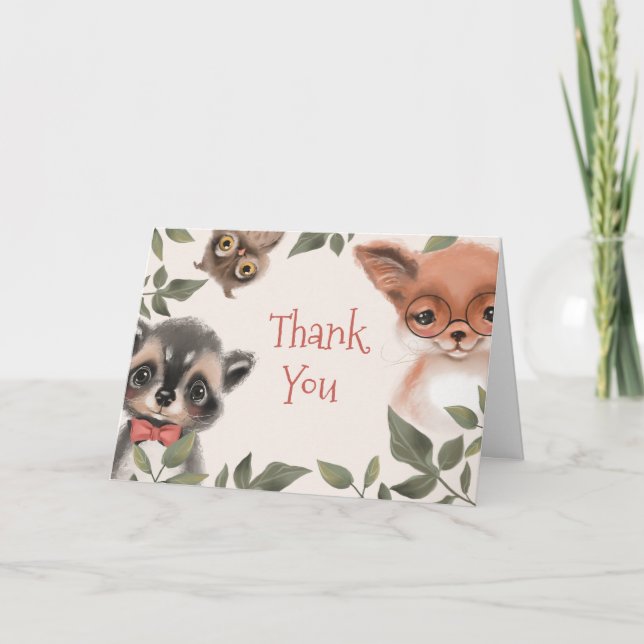Child's Woodland Animals Thank You Card (Front)