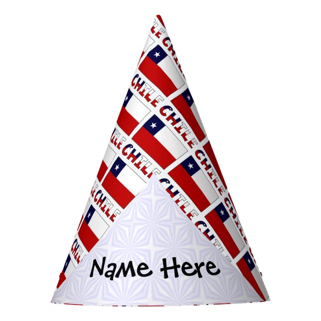 Chile and Chilean Flag Tiled with Your Name Party Hat (Front)