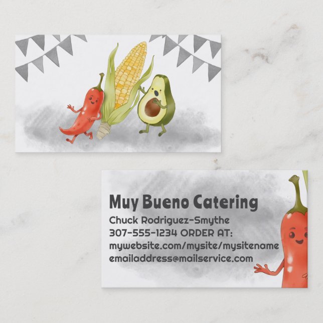 Chile Avocado Mexican food catering business card (Front/Back)