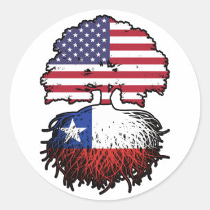 Chile Chilean American USA Tree Roots Flag Classic Round Sticker