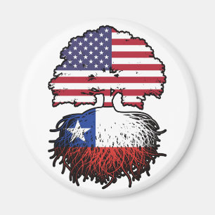 Chile Chilean American USA Tree Roots Flag Magnet