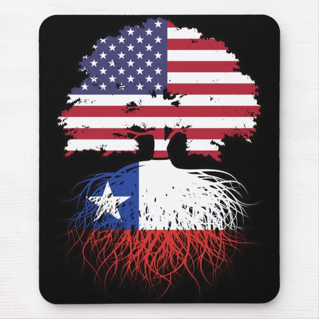 Chile Chilean American USA Tree Roots Flag Mouse Mat (Front)