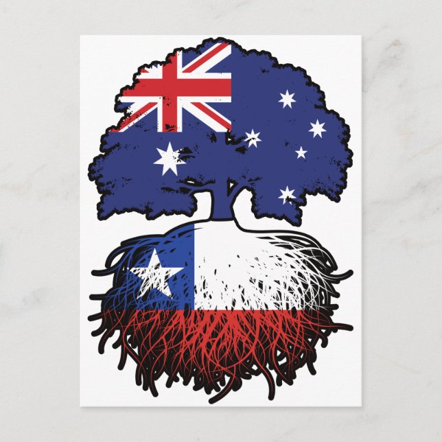 Chile Chilean Australian Australia Tree Roots Flag Postcard (Front)