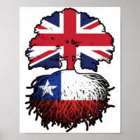 Chile Chilean British UK Tree Roots Flag