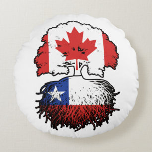 Chile Chilean Canadian Canada Tree Roots Flag Round Cushion