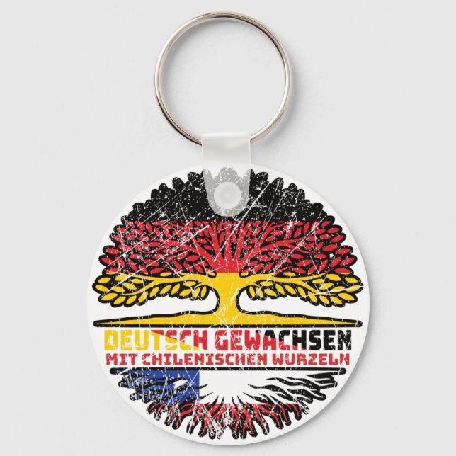 Chile Chilean Deutsch Baum Wurzel Key Ring (Front)