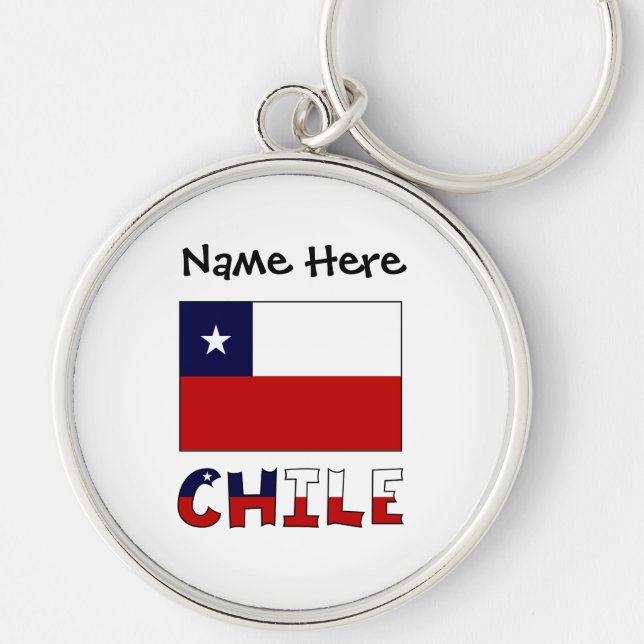 Chile Chilean Flag Black Personalization  Key Ring (Front)