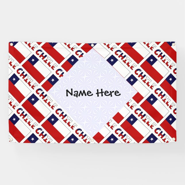 Chile Chilean Flag Tiled Personalised Name  Banner (Horizontal)