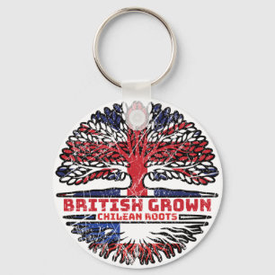 Chile Chilean Uk United Kingdom British Tree Roots Key Ring