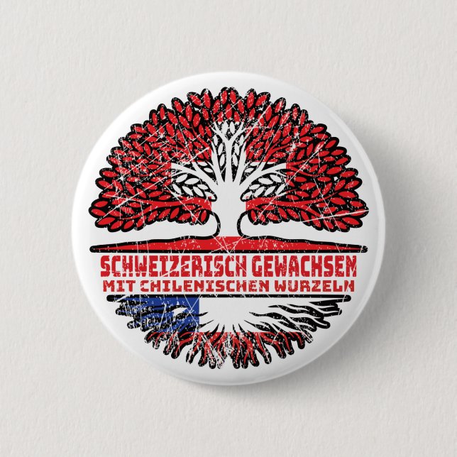 Chile Chilenisch Schweizer Schweiz Baum Wurzel 6 Cm Round Badge (Front)