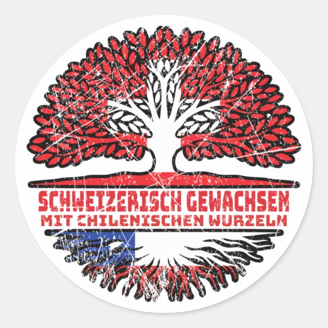 Chile Chilenisch Schweizer Schweiz Baum Wurzel Classic Round Sticker (Front)