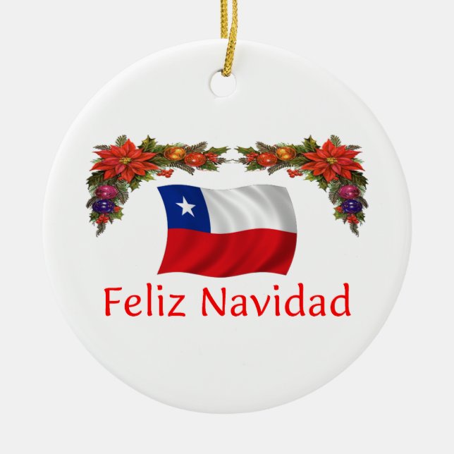 Chile Christmas Ceramic Tree Decoration (Front)