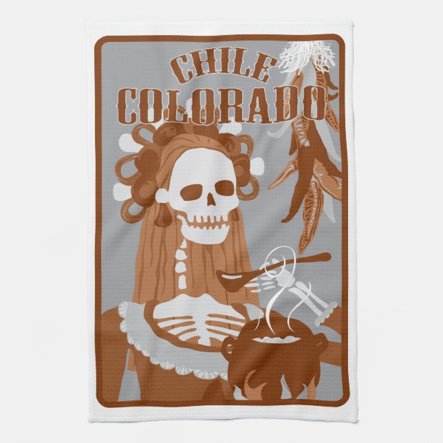 chile colorado : orange burn tea towel (Vertical)
