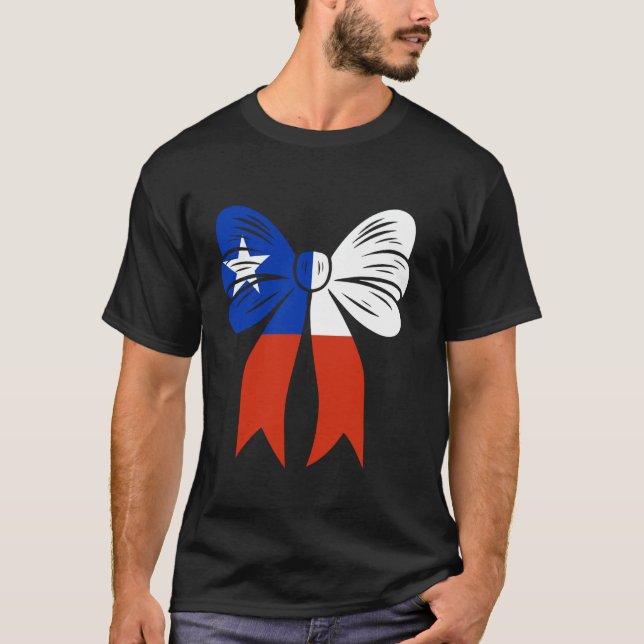 Chile Coquette Bow Cute Dainty Ribbon Chilean Flag T-Shirt (Front)