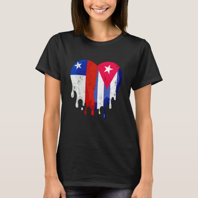 Chile Cuba Flag Heart Citizen Grown Patriot Countr T-Shirt (Front)