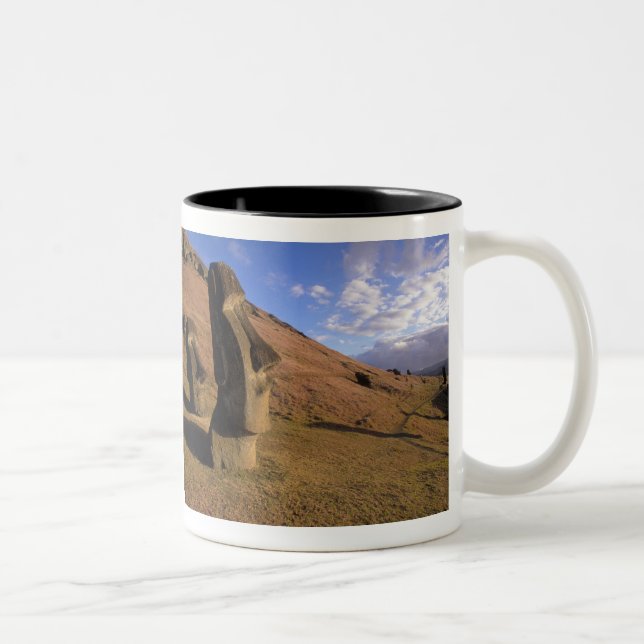 Chile, Easter Island. Hillside with Moai Two-Tone Coffee Mug (Right)