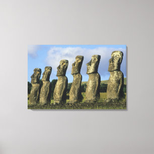 Chile, Easter Island, Rapa Nui, Ahu Akivi Canvas Print