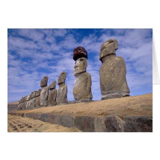 Image of Chile, Easter Island. The 15 Moais at Ahu
