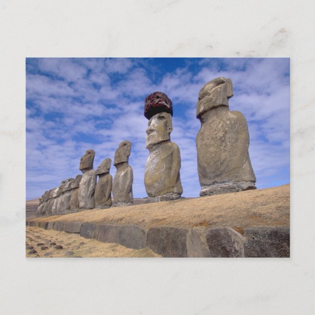 Chile, Easter Island. The 15 Moais at Ahu Postcard (Front)