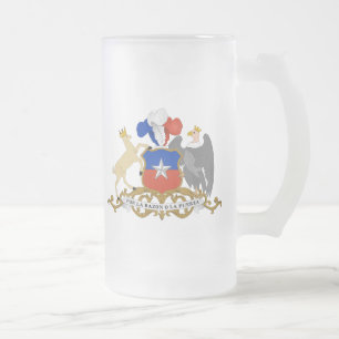 chile emblem frosted glass beer mug