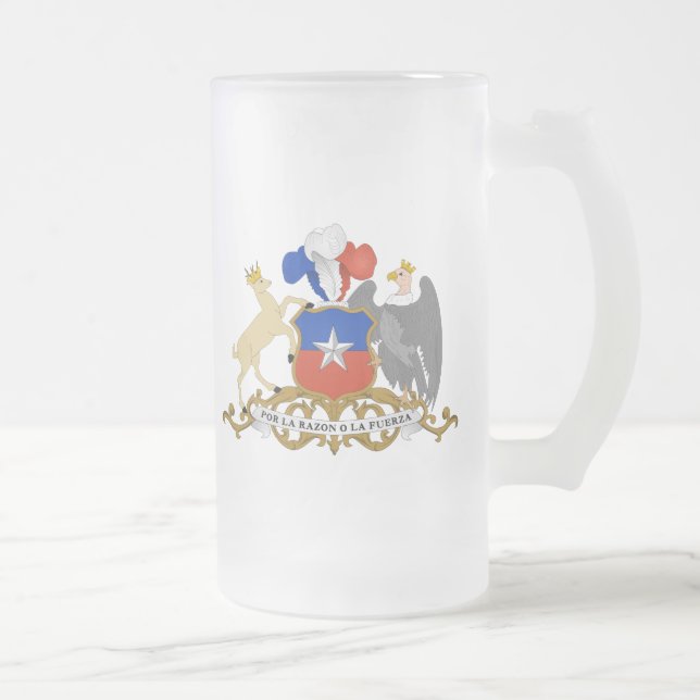 chile emblem frosted glass beer mug (Right)