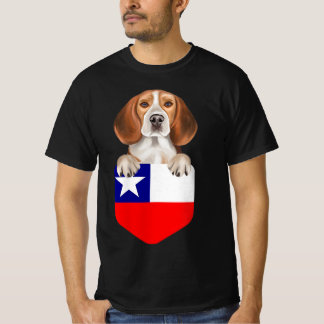 Chile Flag Beagle Dog In Pocket T-Shirt|Halloween T-Shirt