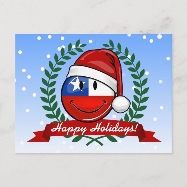Chile Flag Christmas Style Holiday Postcard (Front)