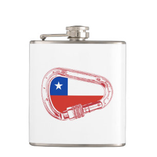 Chile Flag Climbing Carabiner Hip Flask
