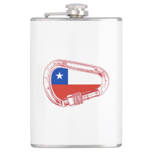 Chile Flag Climbing Carabiner Hip Flask